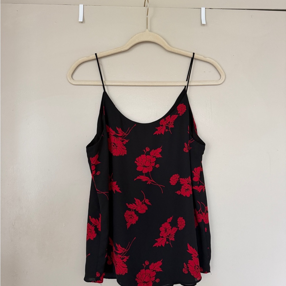 Bar III Floral Black and Red Women's Top